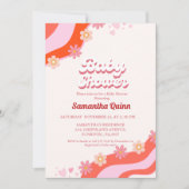 レトロGroovyバレンタインスイートハートベビーシャワーInv 招待状 (正面)