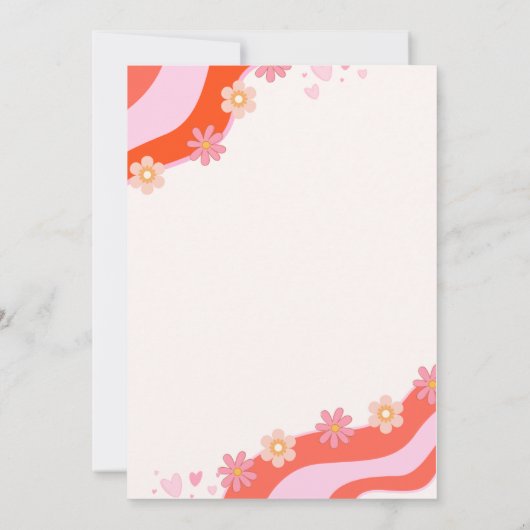 レトロGroovyバレンタインスイートハートベビーシャワーInv 招待状 (裏面)