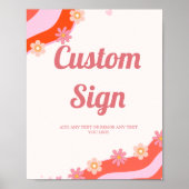 レトロGroovyバレンタインハートカスタムパーティー標識 ポスター (正面)