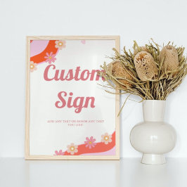 レトロGroovyバレンタインハートカスタムパーティー標識 ポスター