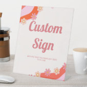 レトロGroovyバレンタインハートカスタムパーティー標識 台座サイン (インサイチュ)