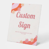 レトロGroovyバレンタインハートカスタムパーティー標識 台座サイン (正面)