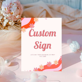 レトロGroovyバレンタインハートカスタムパーティー標識 台座サイン