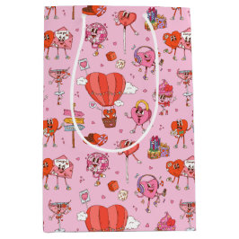 レトロGroovyバレンタインマンガ ミディアムペーパーバッグ