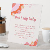 レトロGroovyバレンタイン'言わない'ベビー'パーティー記号 台座サイン (インサイチュ)