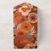 レトロGroovyバーンオレンジ結婚フローラ オールインワン招待状 (外側)