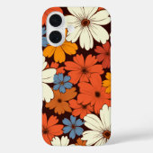 レトロGroovyヒッピー花レッドブルーホワイトイエロー Case-Mate iPhoneケース (裏面)