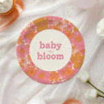 レトロGroovyピンクヒッピーベビーイン開花 | Boho ペーパープレート<br><div class="desc">このデザインは、美しいグルーヴフローラの背景シンプル、非常におもしろいを愛するレトロな色、おもしろいタイポグラフィと牧歌的なアーチを備えている。このデザインは、あなたのシャワーの封筒の任意のシーズンに最適である好意。</div>