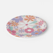 レトロGroovyピンクフローラ紙プレート ペーパープレート (アングル)