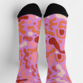 レトロGroovyピンク抽象芸術柄ソックス ソックス (上部)