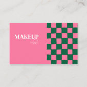 レトロGroovyピンク&グリーン抽象芸術メイクアップアーティスト 名刺 (正面)