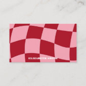 レトロGroovyピンク&レッド抽象芸術メイクアップアーティスト 名刺 (正面)