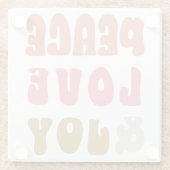 レトロGroovyピースラブジョイホリデーフォト ガラスコースター (裏面)