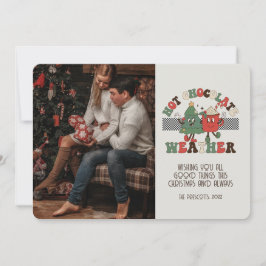 レトロGroovyフォトクリスマスホットチョコレート天気 カード