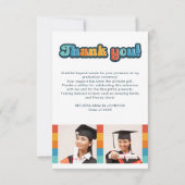 レトロgroovyフォント卒業3写真感謝していユー サンキューカード (裏面)