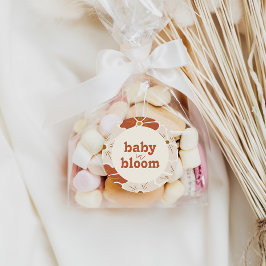 レトロGroovyフローラアーチベビーイン開花 | Boho ラウンドシール