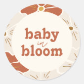 レトロGroovyフローラアーチベビーイン開花 | Boho ラウンドシール (正面)