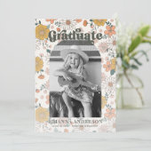 レトロGroovyフローラアーチ写真キッズ卒業 招待状 (スタンド正面)