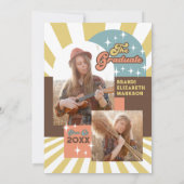 レトロGroovyフローラアーチ写真卒業パーティー 招待状 (裏面)