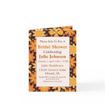 レトロGroovyフローラオレンジ黄ブライダルシャワー