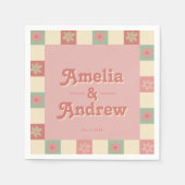 レトロGroovyフローラ1970結婚s スタンダードカクテルナプキン (正面)