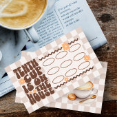 レトロGroovyブラウンコーヒーショップロイヤリティカード 名刺