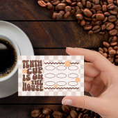 レトロGroovyブラウンコーヒーショップロイヤリティカード 名刺