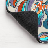 レトロGroovyブルーオレンジパープルウェーブスクリプト名 マウスパッド (コーナー)