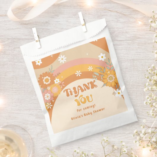 レトロgroovyベビー70sフローラ感謝していユー フェイバーバッグ (クリップ留めされた状態)