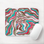 レトロGroovyホットピンクバーガンディ波状スクリプト名 マウスパッド (マウス)