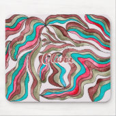 レトロGroovyホットピンクバーガンディ波状スクリプト名 マウスパッド (正面)