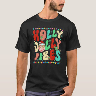 レトロGroovyホリークリスマスすてきVibesクリスマス Tシャツ