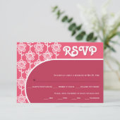 レトロgroovyマゼンタとピンク70s結婚式RSVP 出欠カード (スタンド正面)
