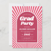 レトロgroovyマゼンタピンクサンレイ70s卒業 招待状 (正面)