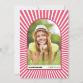 レトロgroovyマゼンタピンクサンレイ70s卒業 招待状 (裏面)