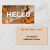 レトロGroovyメタリックスクイグルオレンジブラウン 名刺 (正面/裏面)