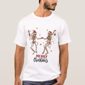 レトロGroovyメリークリスマスヒッパイスケルトン Tシャツ (正面)