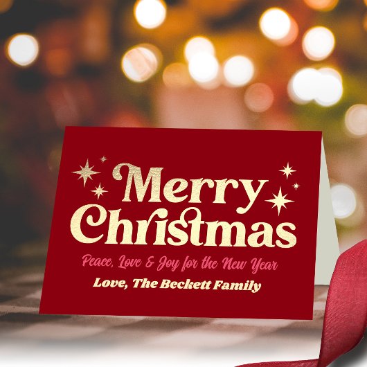 レトロGroovyメリークリスマスフォトホリデーカード シーズンカード