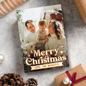 レトロGroovyメリークリスマスフォトホリデーカード シーズンカード