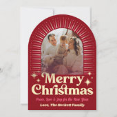 レトロGroovyメリークリスマスフォトホリデーカード 招待状 (正面)