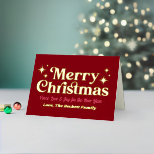 レトロGroovyメリークリスマスフォト実在フォイル 箔シーズンカード