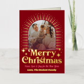 レトロGroovyメリークリスマスフォト実在フォイル 箔シーズンカード (正面)