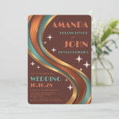 レトロGroovyレインボーカジュアルアーチ70s結婚 招待状 (スタンド正面)