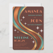 レトロGroovyレインボーカジュアルアーチ70s結婚 招待状 (正面)