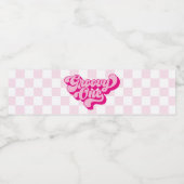 レトロGroovyワンピンクとホワイトチェック ペットボトルラベル (シングルラベル)