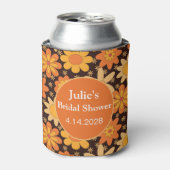 レトロGroovyヴィンテージフローラオレンジ色カスタム黄 缶クーラー (缶正面)