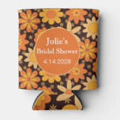 レトロGroovyヴィンテージフローラオレンジ色カスタム黄 缶クーラー (正面)