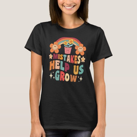 レトロGroovy先生マインドセ前向きット、間違い彼 Tシャツ (正面)