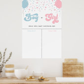 レトロGroovy女の子または男の子のベビージェンダー投票サイン ポスター (キッチン)