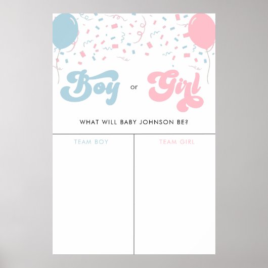 レトロGroovy女の子または男の子のベビージェンダー投票サイン ポスター (正面)